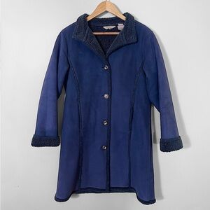 Vintage 90s L.L. Bean blue suede penny lane coat